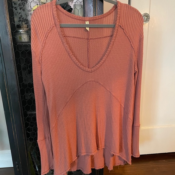 Free People waffle printed thermal long sleeve tunic - Picture 1 of 3